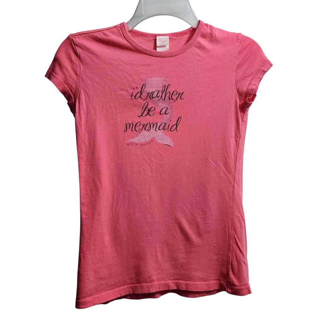 Duck Co‎ Youth L Pink I'd Rather Be A Mermaid Graphic T Shirt Cotton